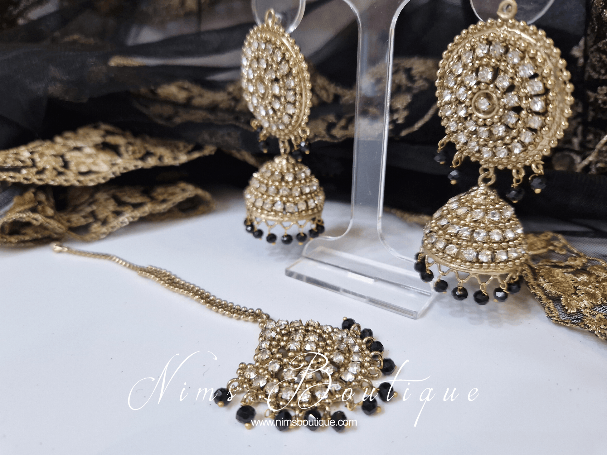 Nims Boutique Royal Black Chumke & Tikka Set