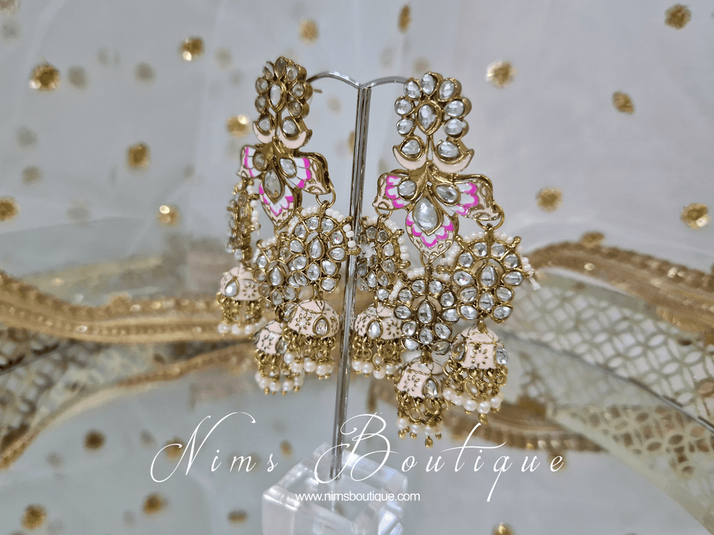 Nims Boutique Ariana Luxury Peach Meenakari Earrings
