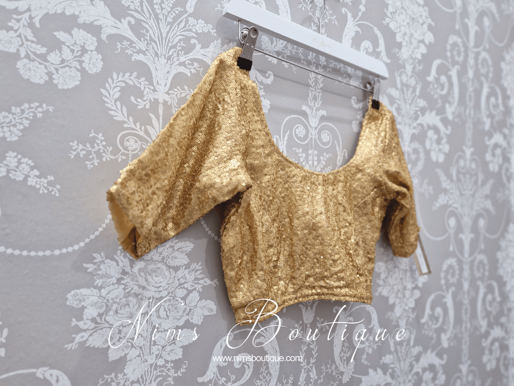 Nims Boutique Gold Sequin Half Sleeve Blouse size 6-20
