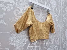 Gold Sequin Half Sleeve Blouse (size 6-20)