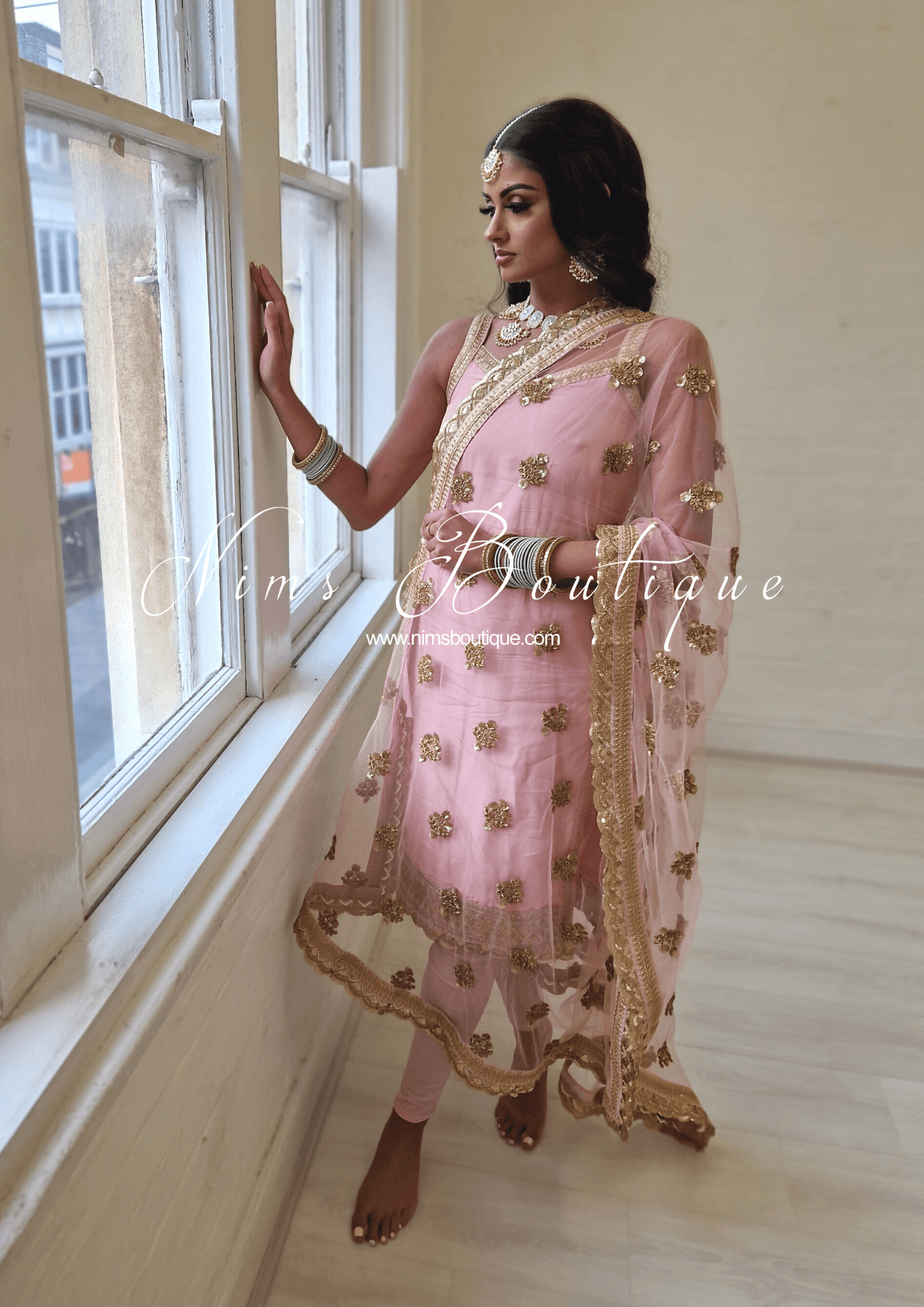 Nims Boutique The NB Classic Sleeveless Blush Pink Silk Pajami Suit sizes 4 to 20