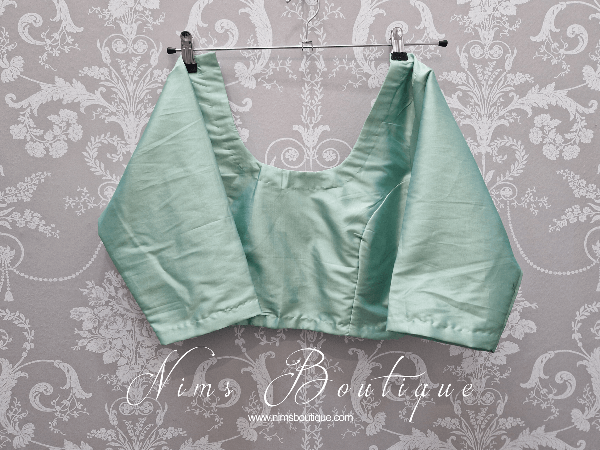 Nims Boutique Mint Pure Silk Scoop Neck Blouse with sleeves size 4-24