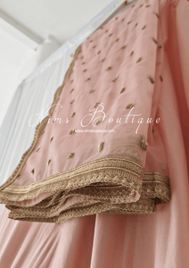 Nims Boutique Luxury Peach Net Sequin Dupatta/Chunni LNS11