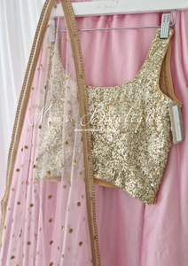 Luxury Light Pink Net Sequin Dupatta/Chunni (LNS8)