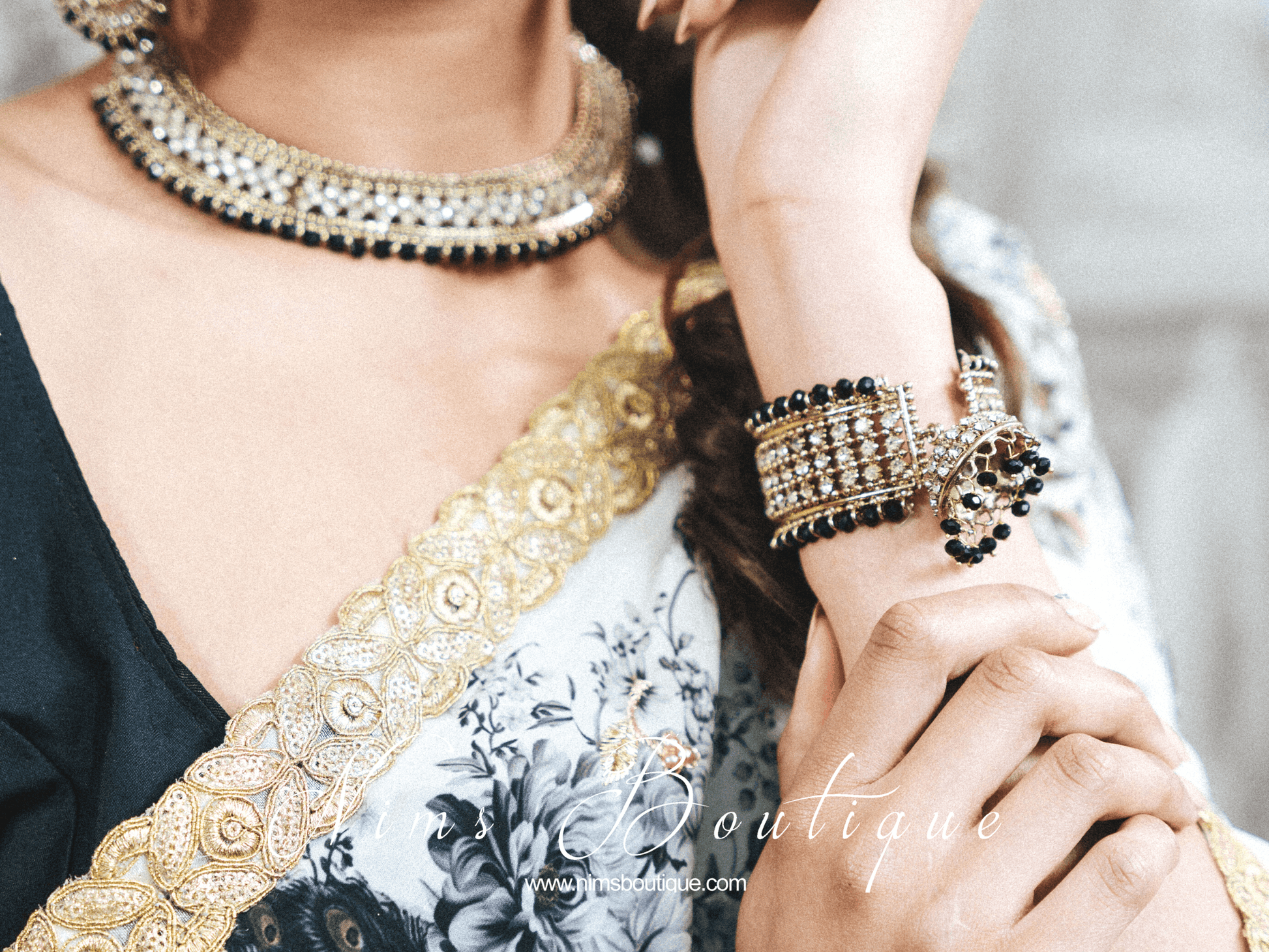 Nims Boutique Black Royal Bracelet with chumka