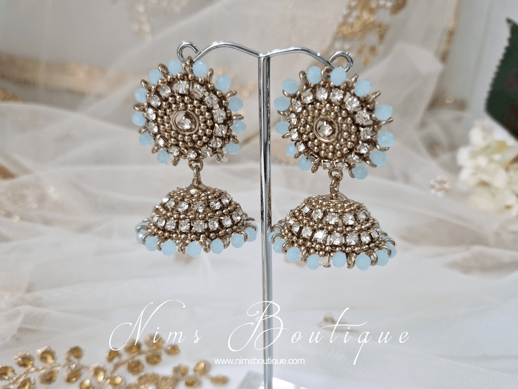 Nims Boutique Chandni Royal Antique Gold & Light Blue Chumke