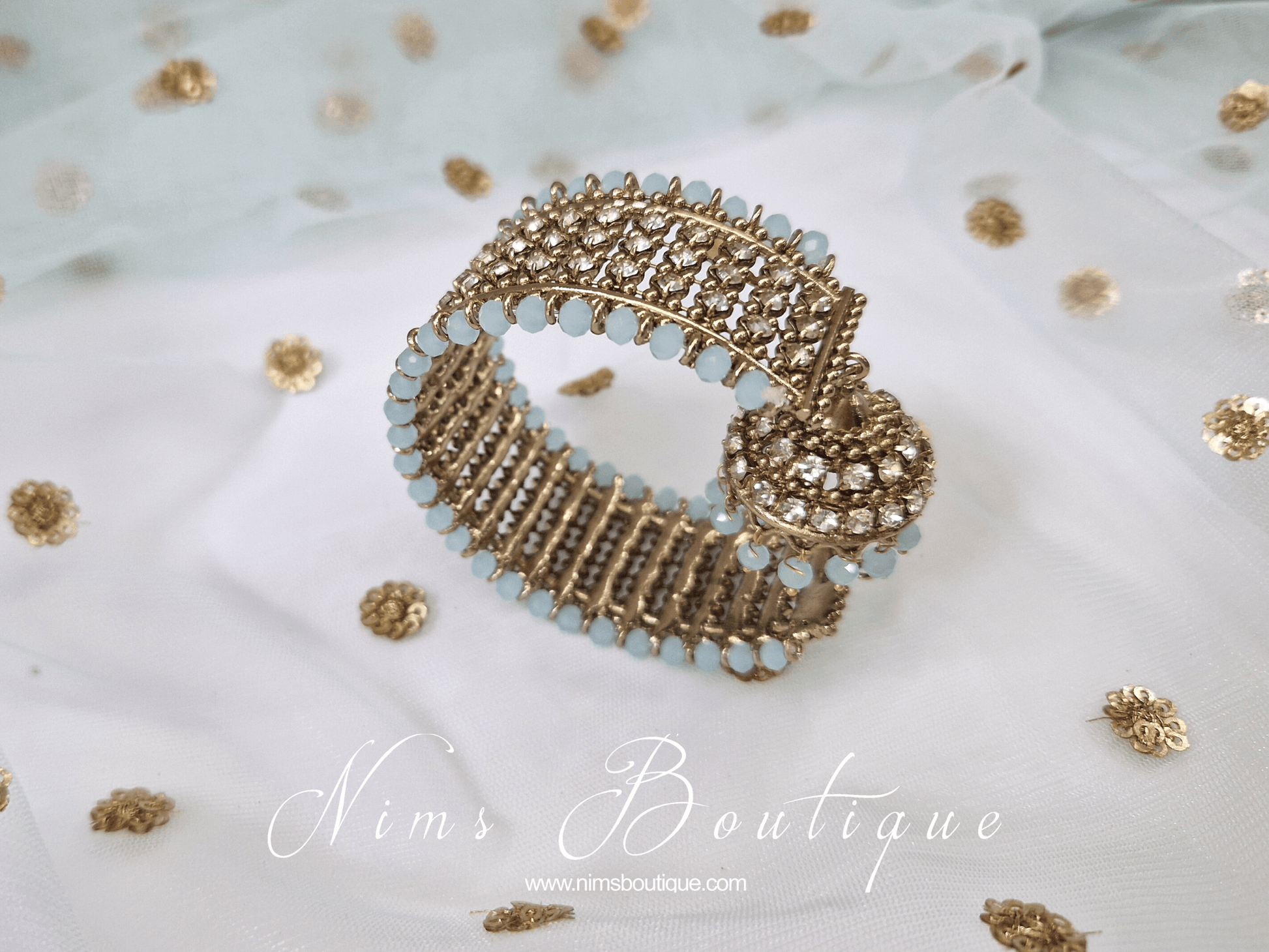 Nims Boutique Light Blue Royal Bracelet with chumka
