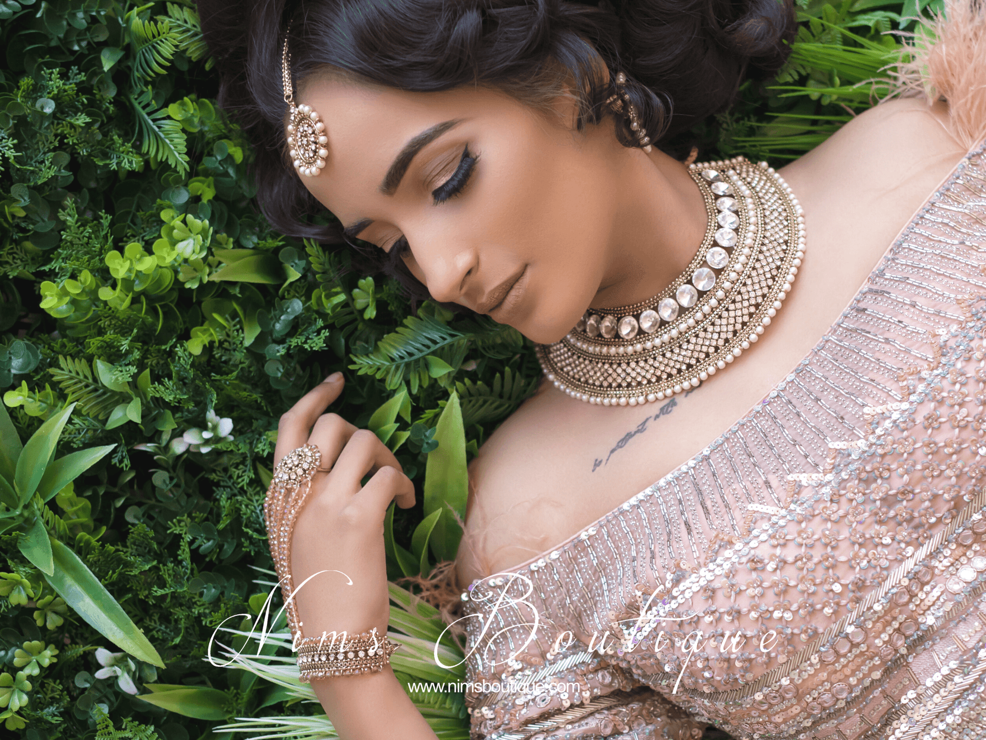 Nims Boutique Royal Jhanvi Antique Gold & Pearl necklace