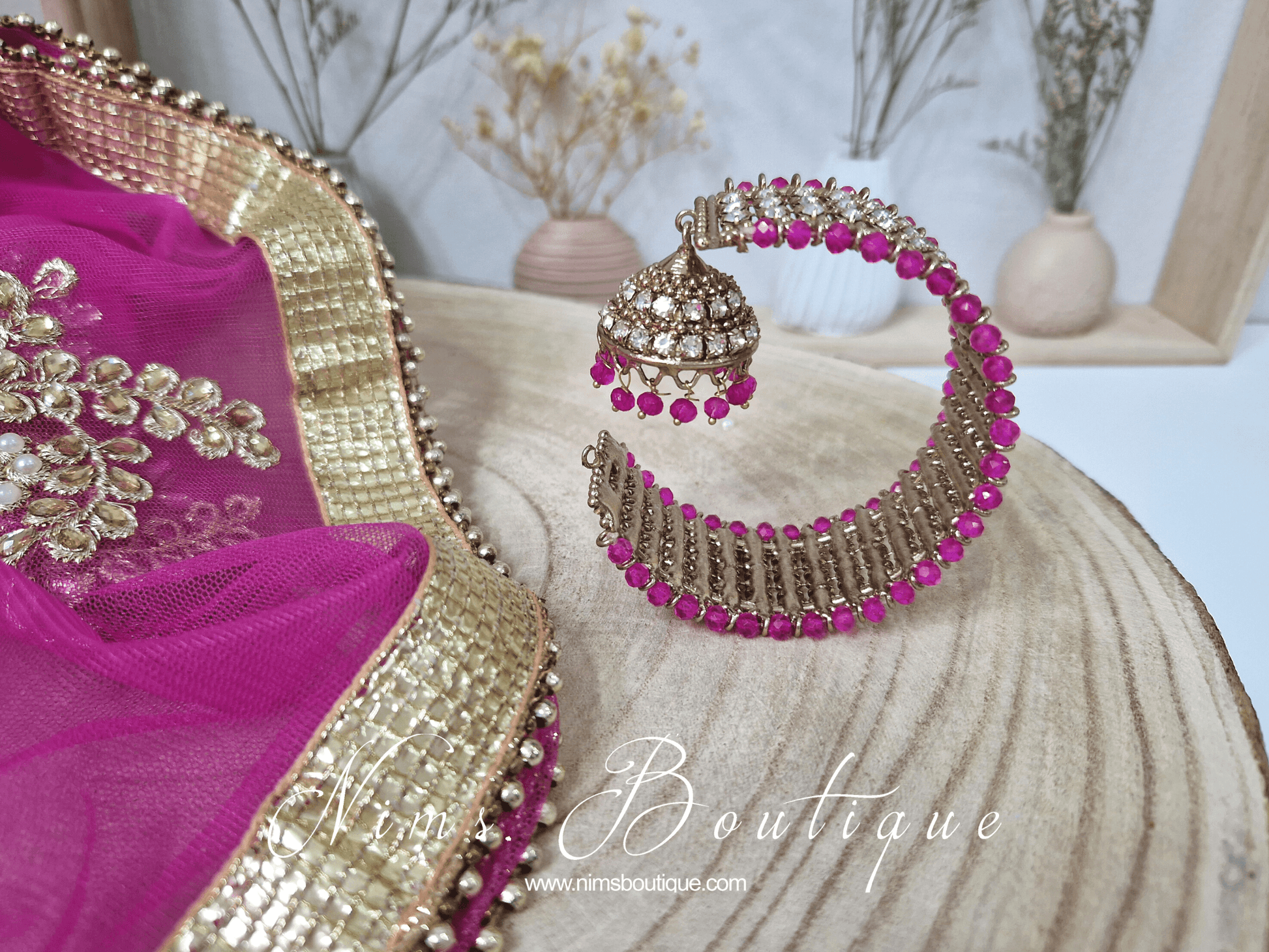 Nims Boutique Hot Pink Royal Bracelet with chumka