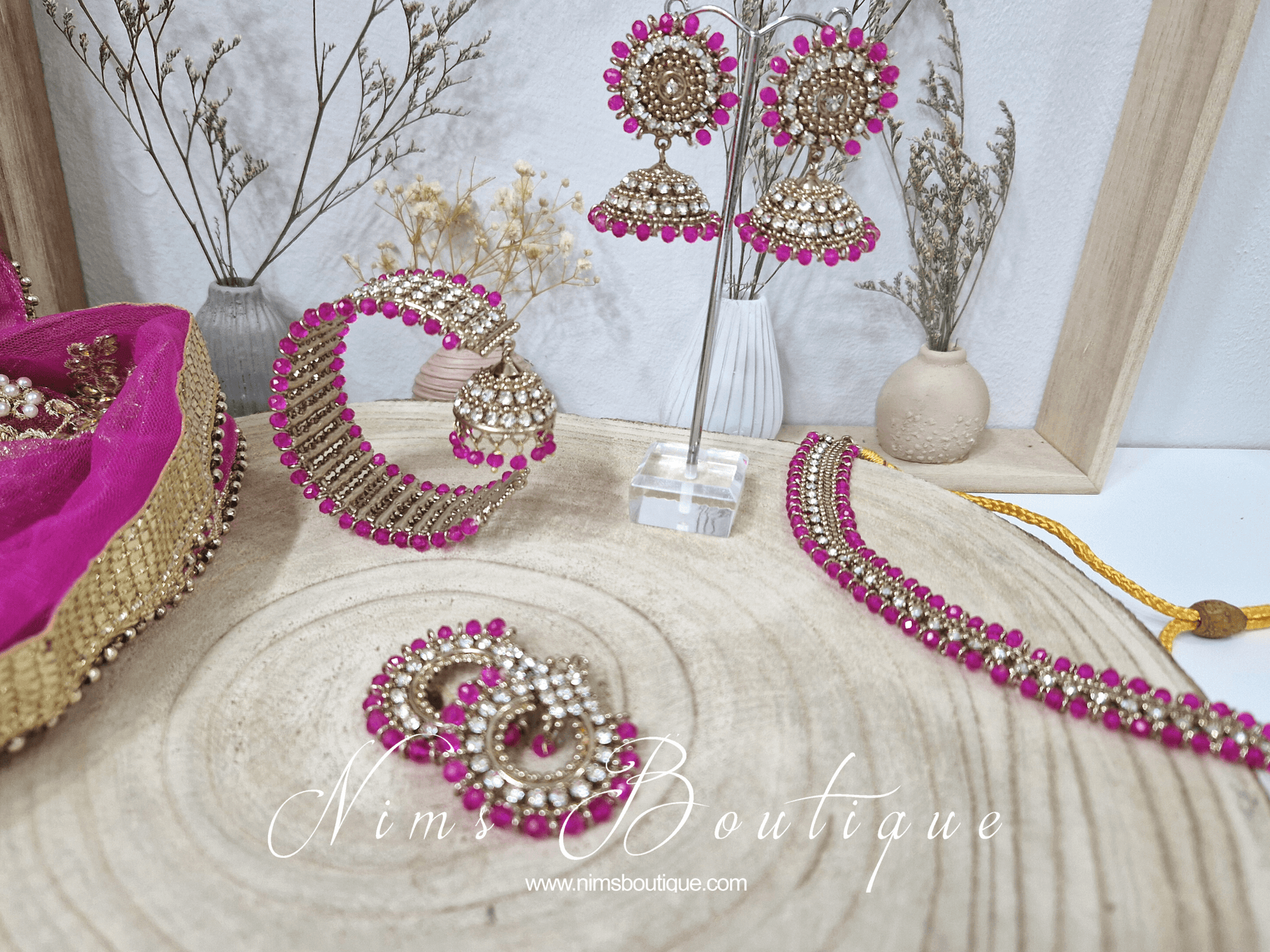 Nims Boutique Hot Pink Royal Bracelet with chumka