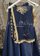 Nims Boutique Navy Net Pearl Embellished Dupatta/Chunni with Luxury Pearl Edging NPE7
