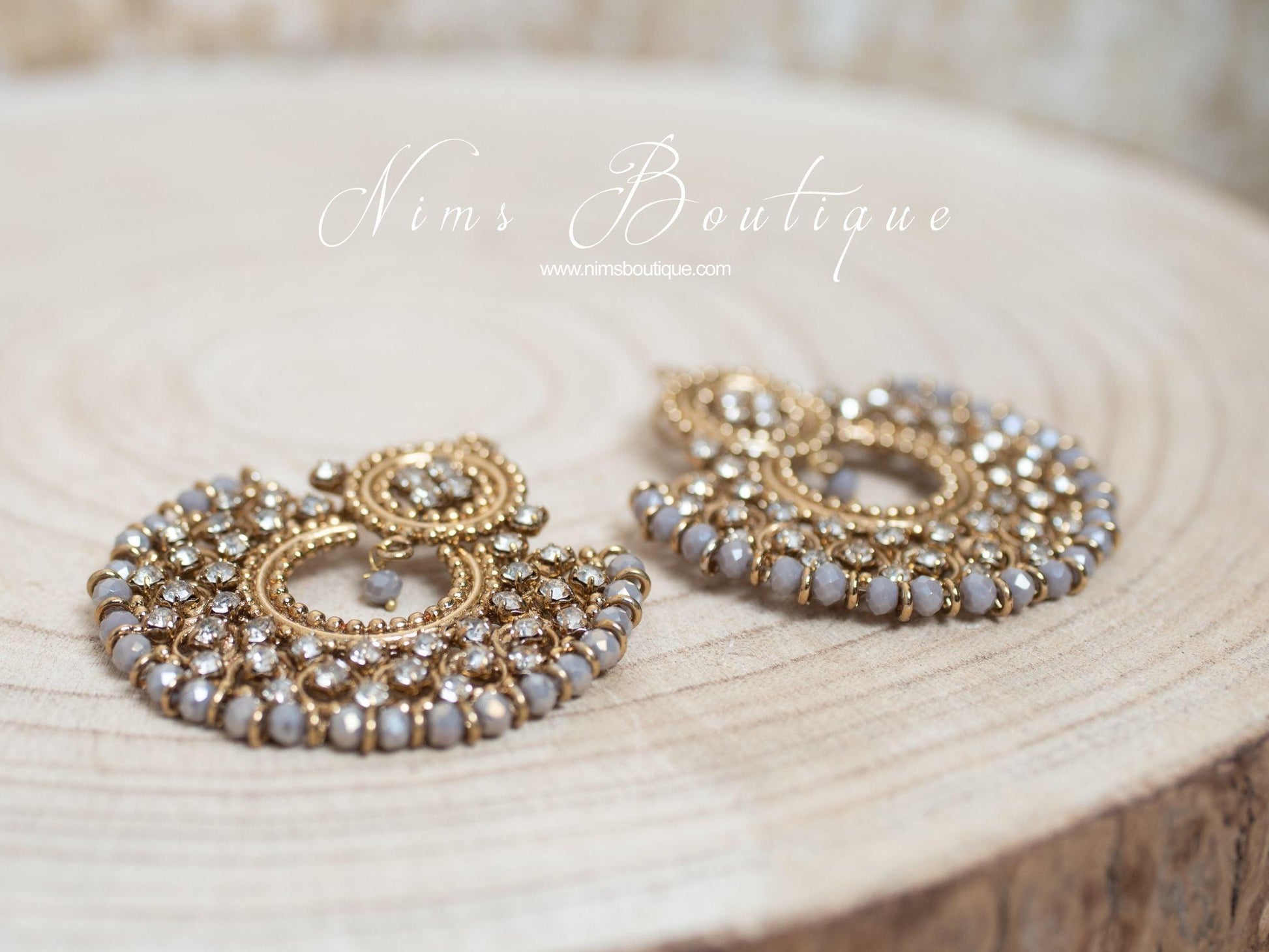 Nims Boutique Royal Grey Chand Tikka Set