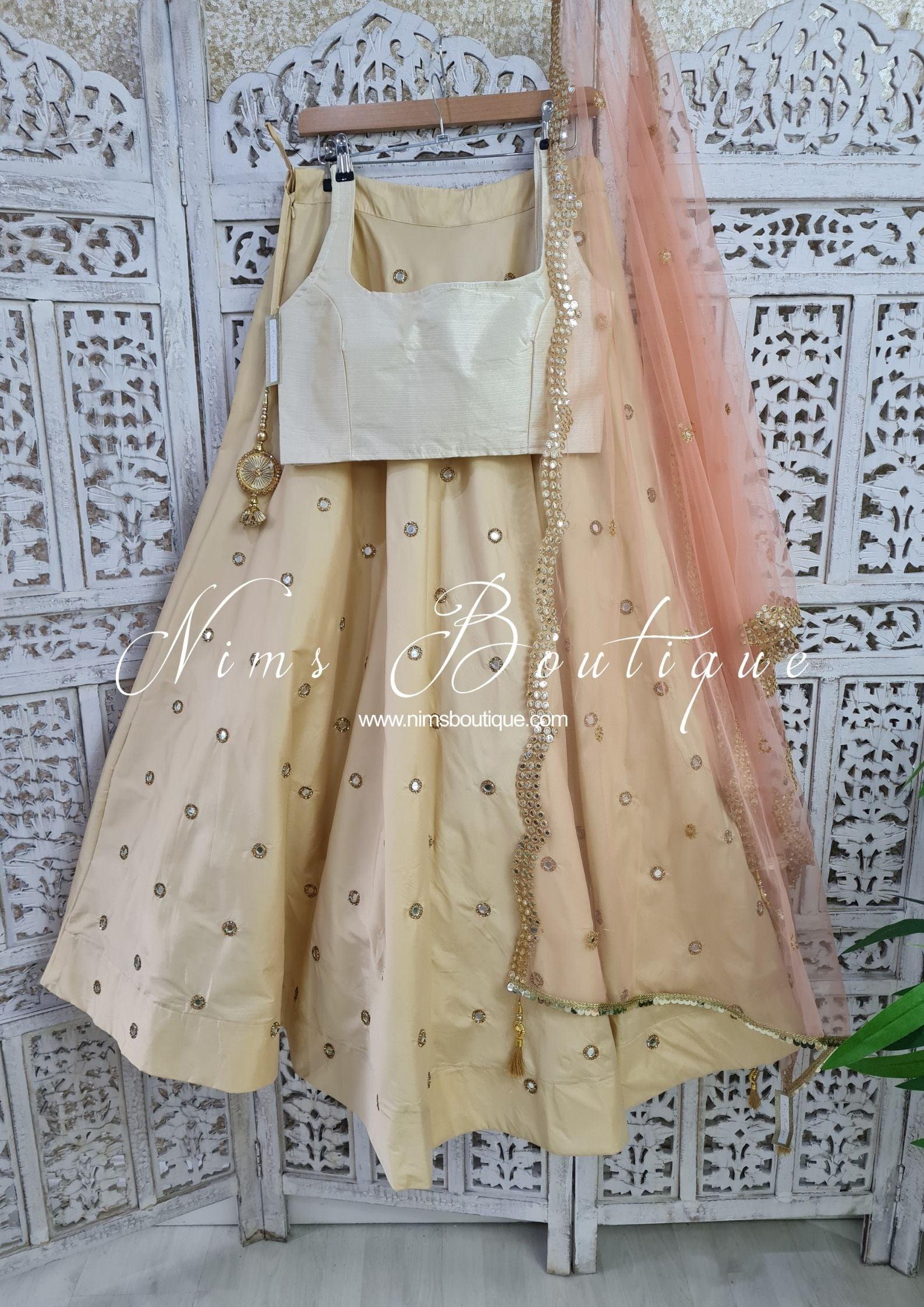 Nims Boutique Rani Luxury Gold Mirror readymade skirt/lehnga sizes 4-24