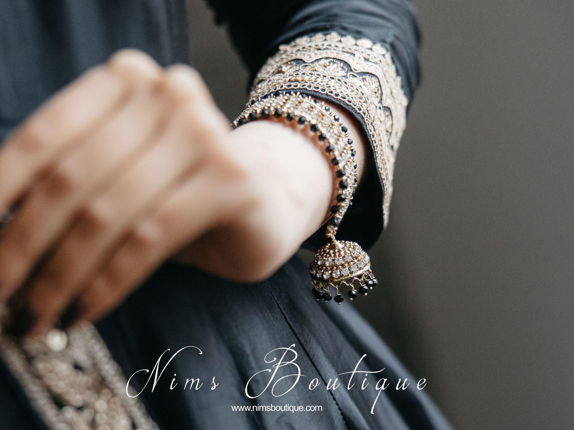 Nims Boutique Black Royal Bracelet with chumka