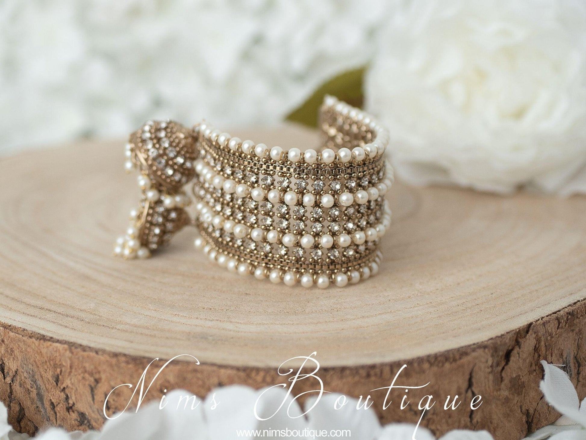 Nims Boutique Royal Pearl Bracelet with hanging chumke