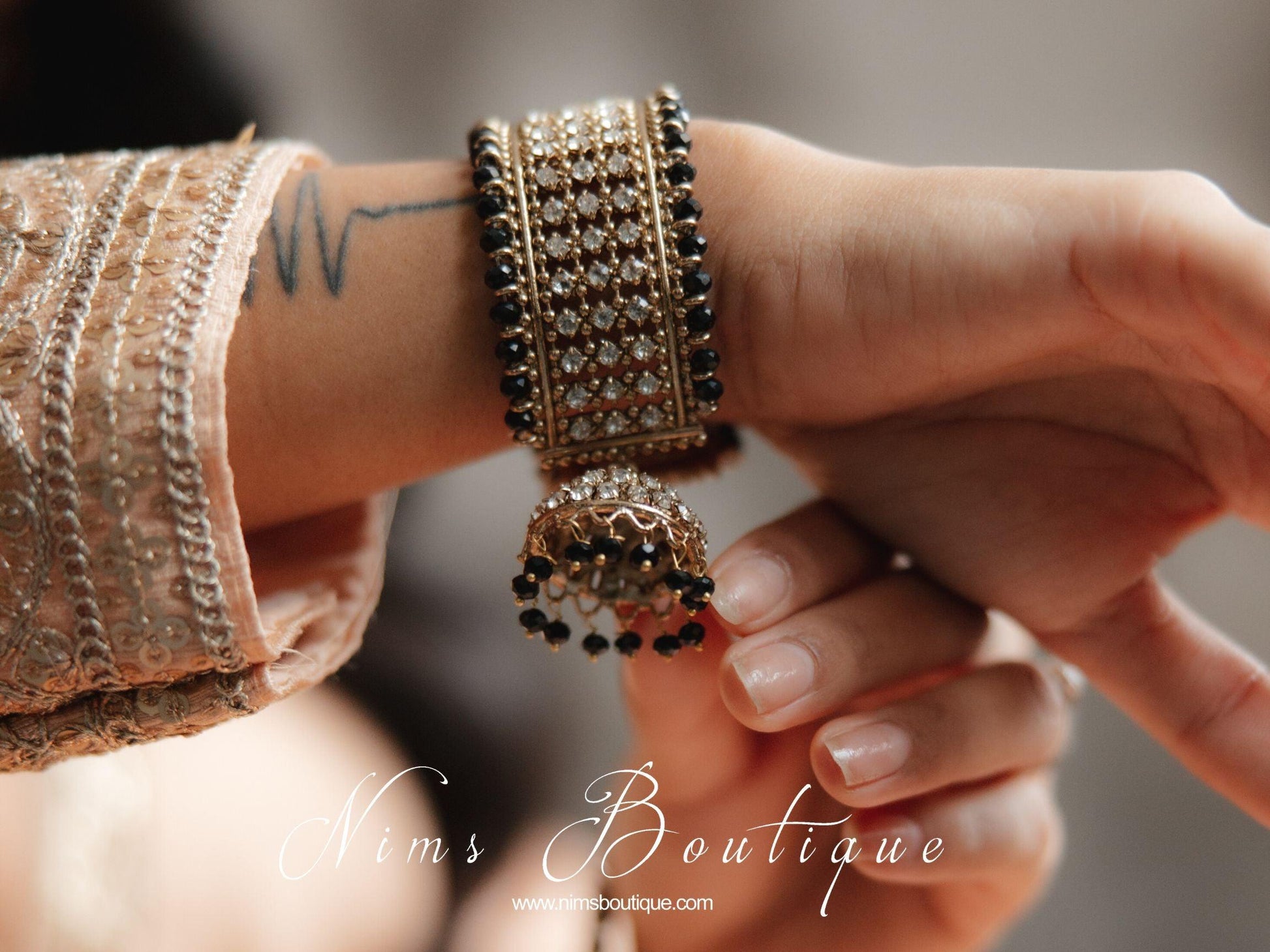 Nims Boutique Black Royal Bracelet with chumka