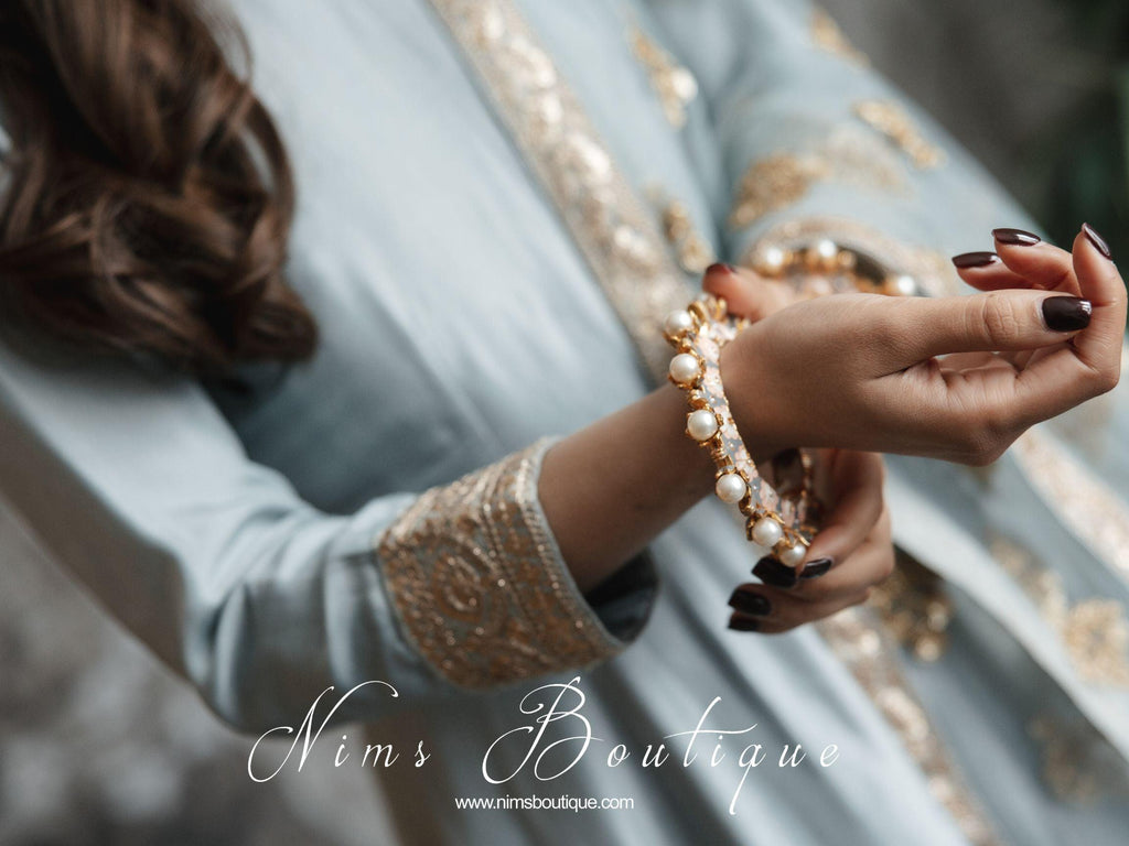 Nims Boutique Luxury Grey & Peach Meenakari Kara/Bracelet various sizes