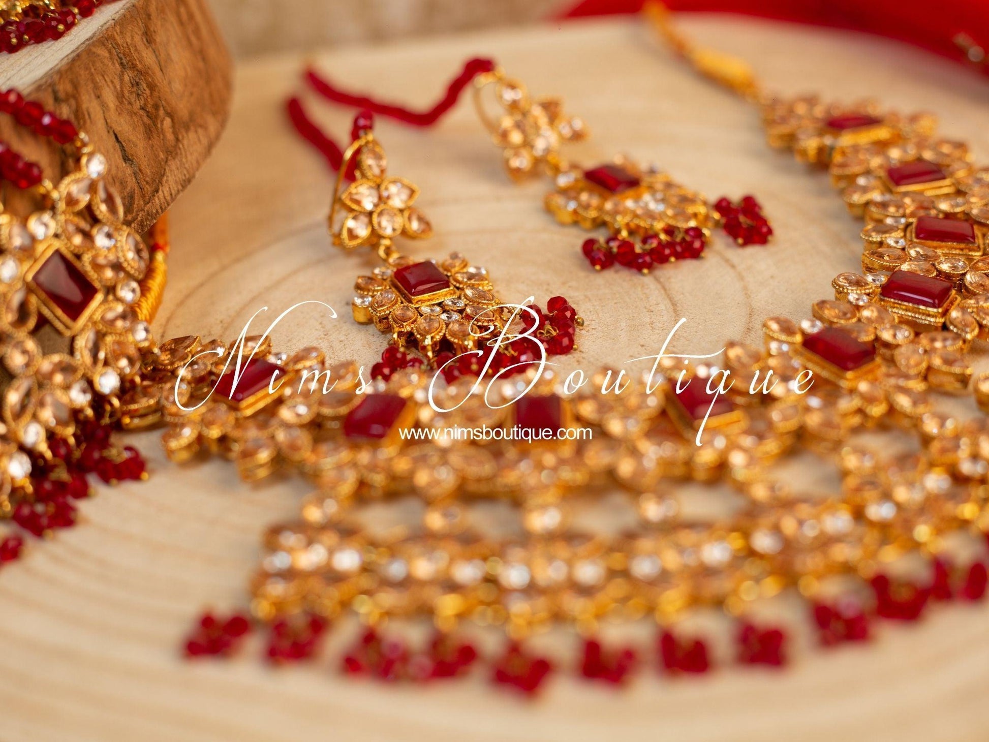 Nims Boutique Pari Maharani Red & Gold Set