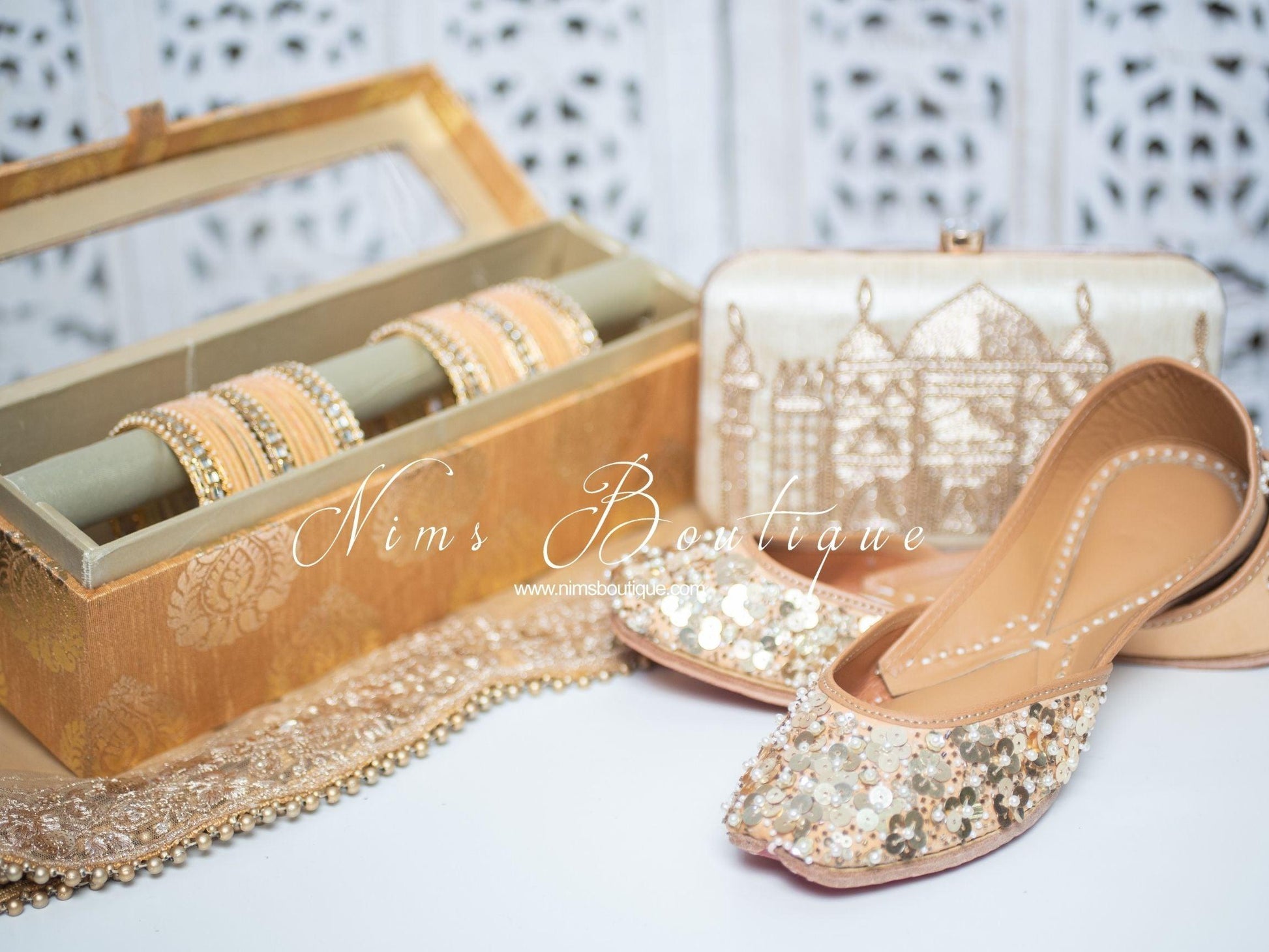 Nims Boutique Taj Cream Raw Silk Clutch Bag