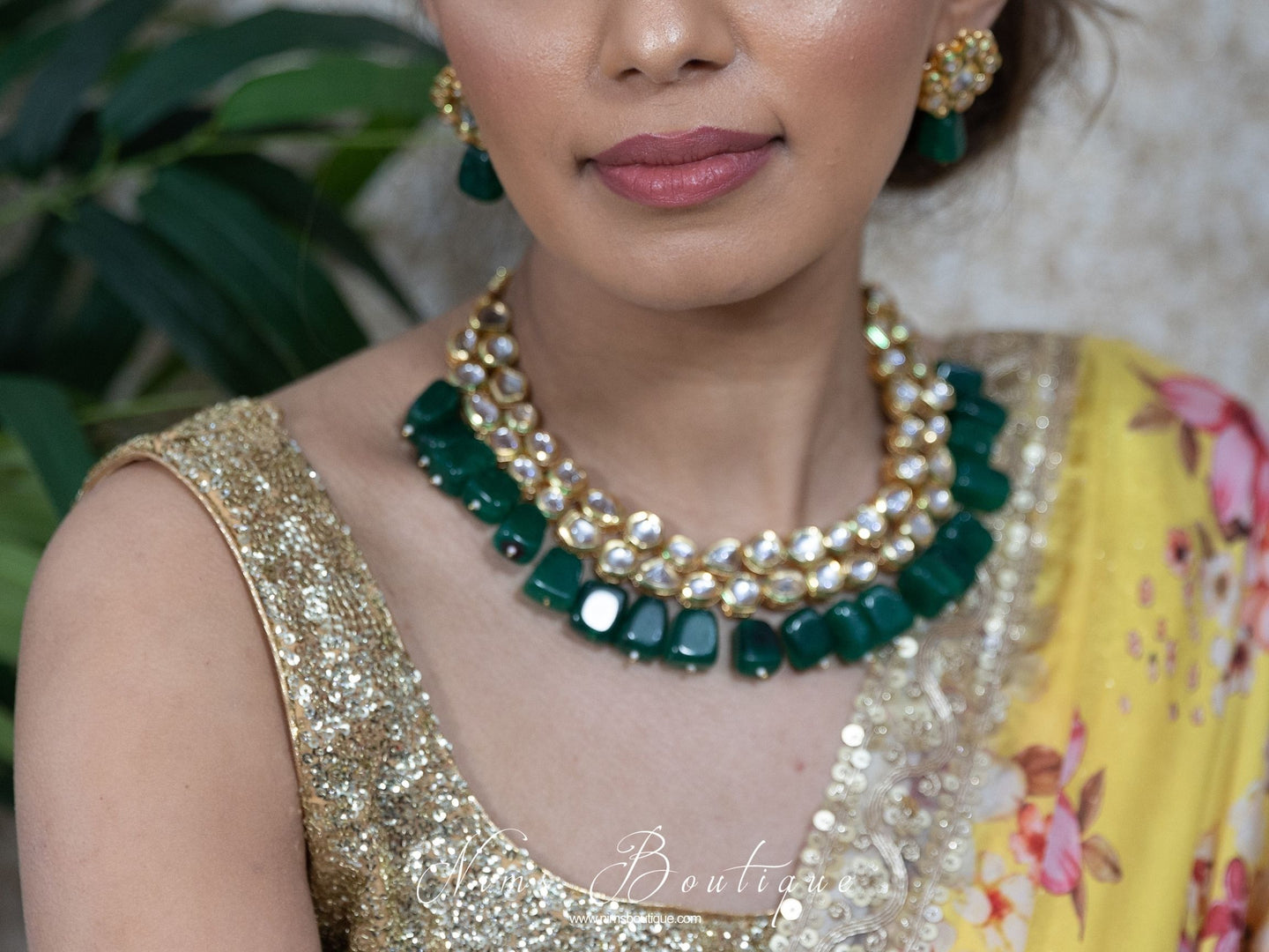 Deep Green Akira Kundan Set