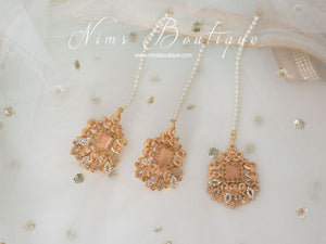 Sita Gold & Peach Earrings & Tikka set