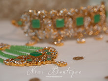 Devika Maharani Mint Stone Choker Set
