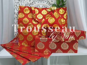 Large Red Silk Brocade Bags with handles