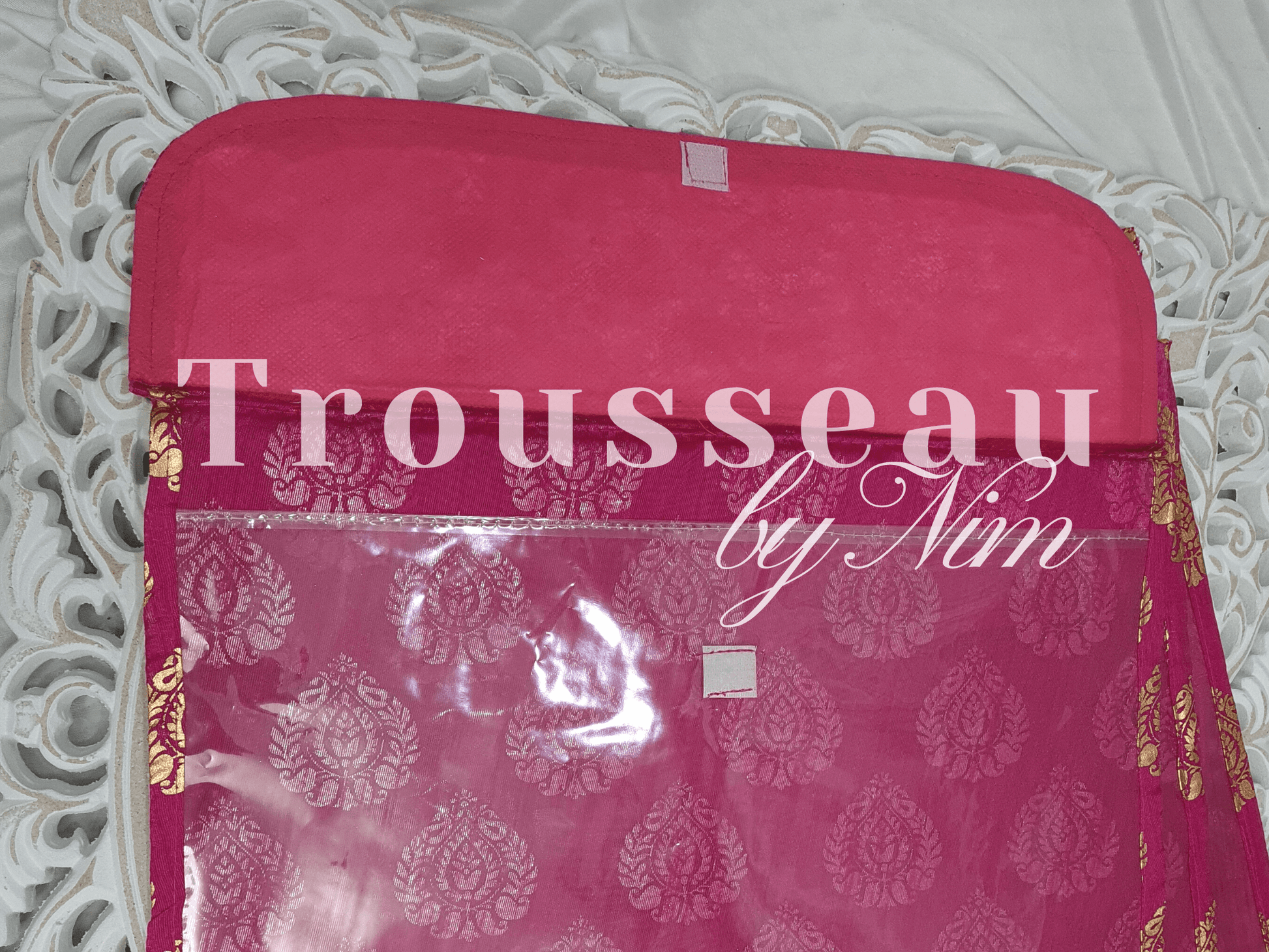 Nims Boutique Hot Pink Paisley Brocade Sari Bag