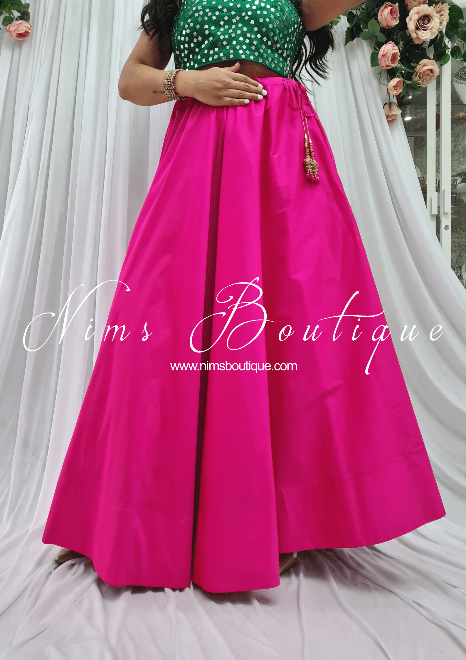 Nims Boutique Readymade Hot Pink Silk skirt/lehnga various sizes