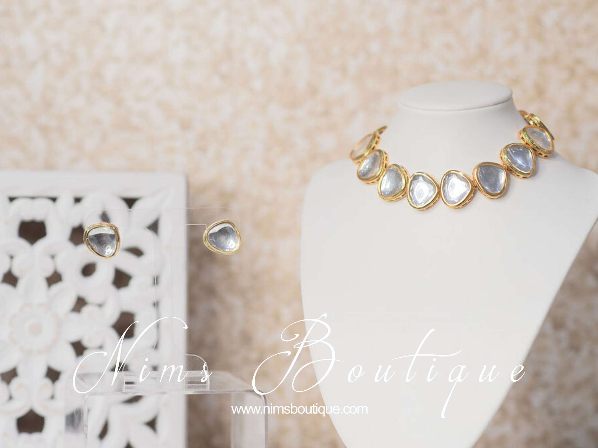 Nims Boutique Lara Classic Kundan Set with stud earrings