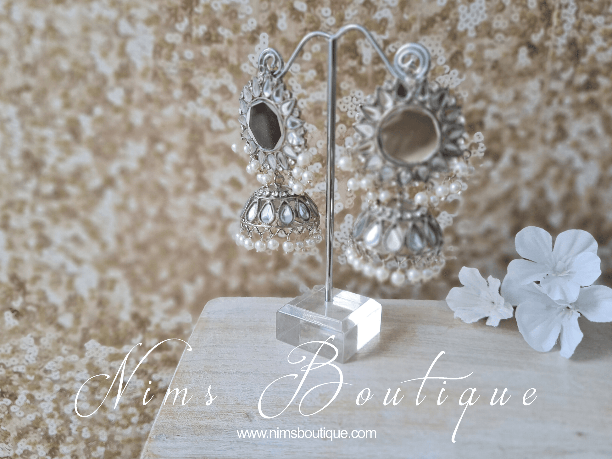 Nims Boutique Shruti Maharani Silver Mirror Chumke medium