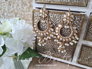 Small Tanuja Antique Gold & Pearl Maharani Earrings