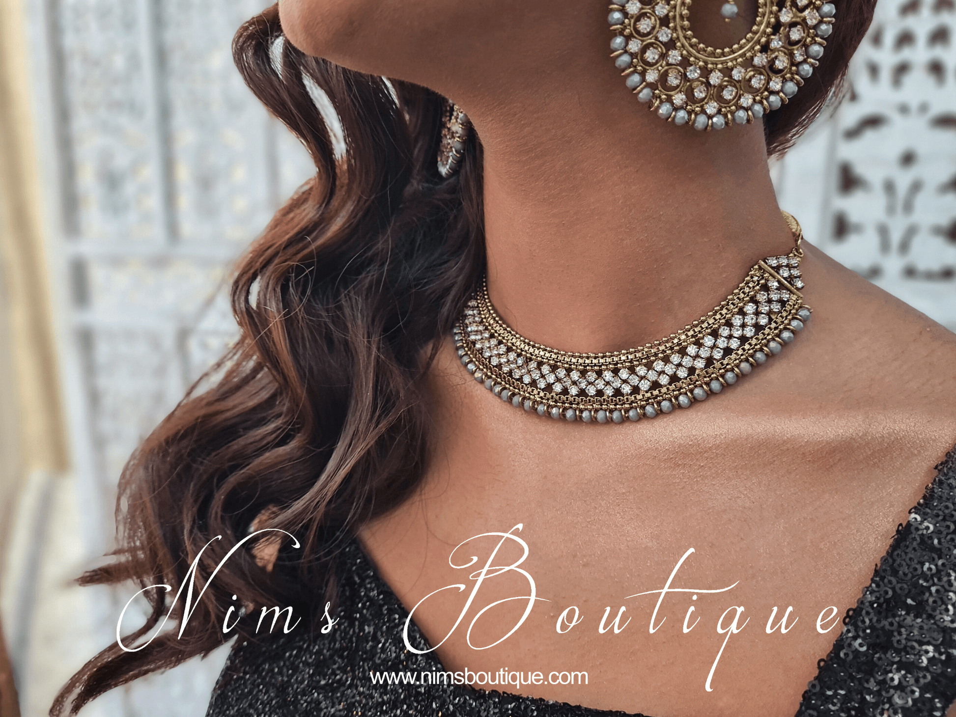 Nims Boutique Statement Royal Grey Necklace