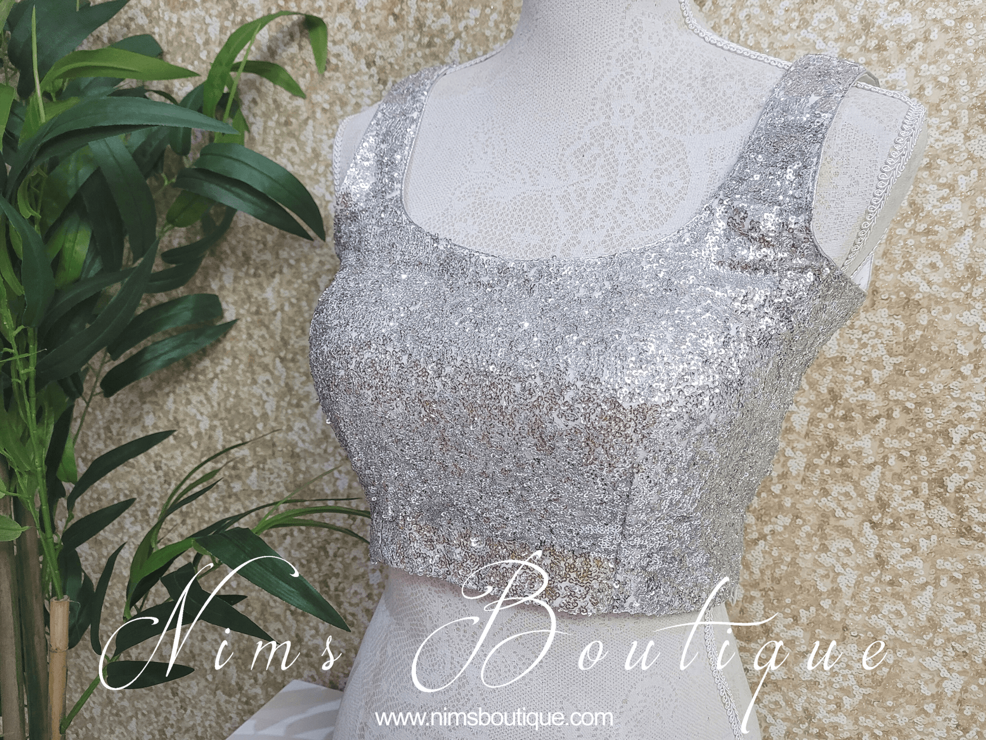 Nims Boutique Luxury Silver Sequin Sleeveless Blouse size 4-20
