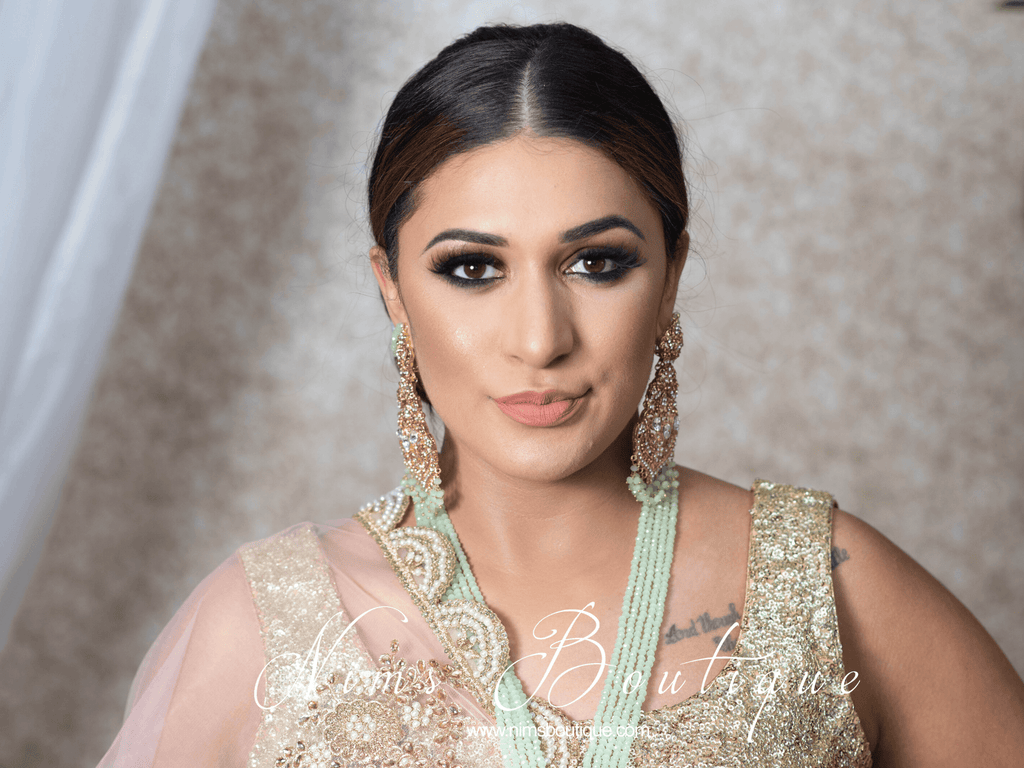 Nims Boutique Neena Mint & Gold Long Necklace Set