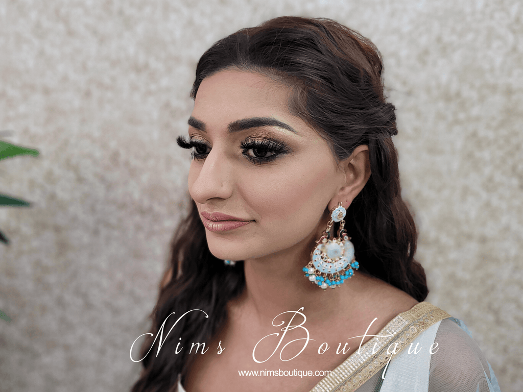 Nims Boutique Moorni Light Turquoise Meenakari Peacock Earrings