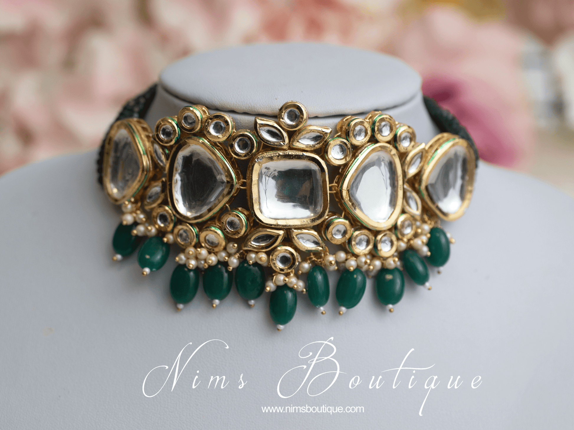 Nims Boutique Raman Green Kundan Choker Set