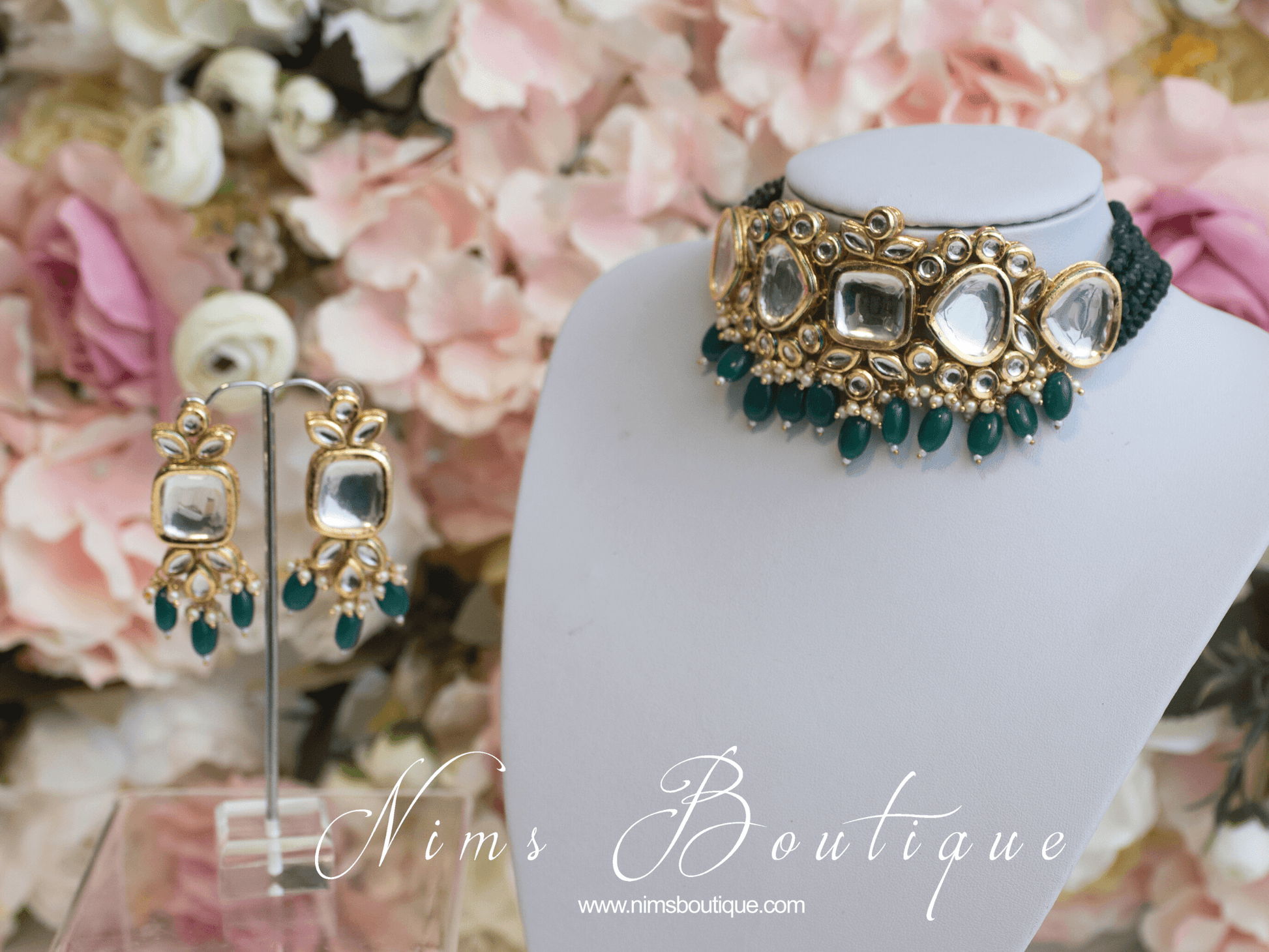 Nims Boutique Raman Green Kundan Choker Set