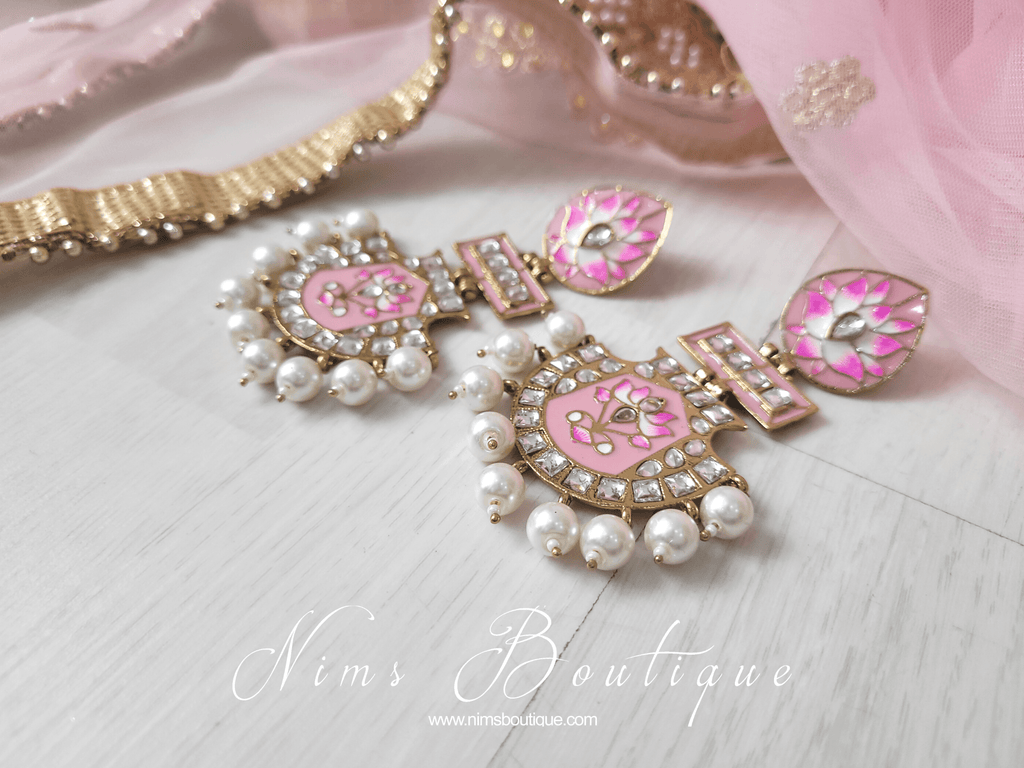 Nims Boutique Suhana Baby Pink Blossom Earrings