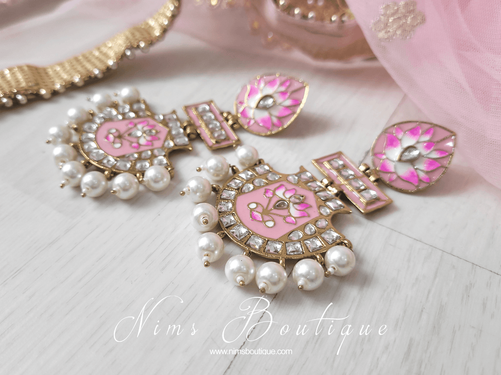 Nims Boutique Suhana Baby Pink Blossom Earrings