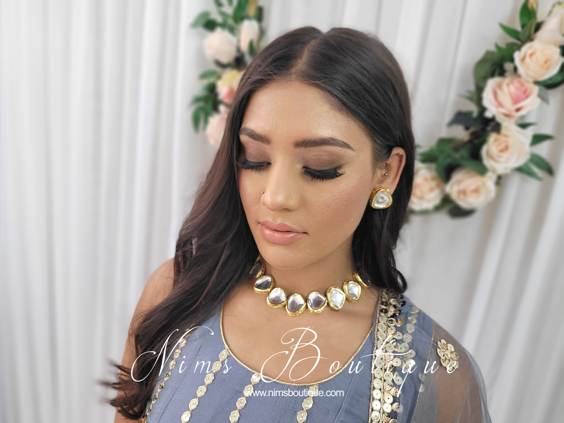 Nims Boutique Lara Classic Kundan Set with stud earrings