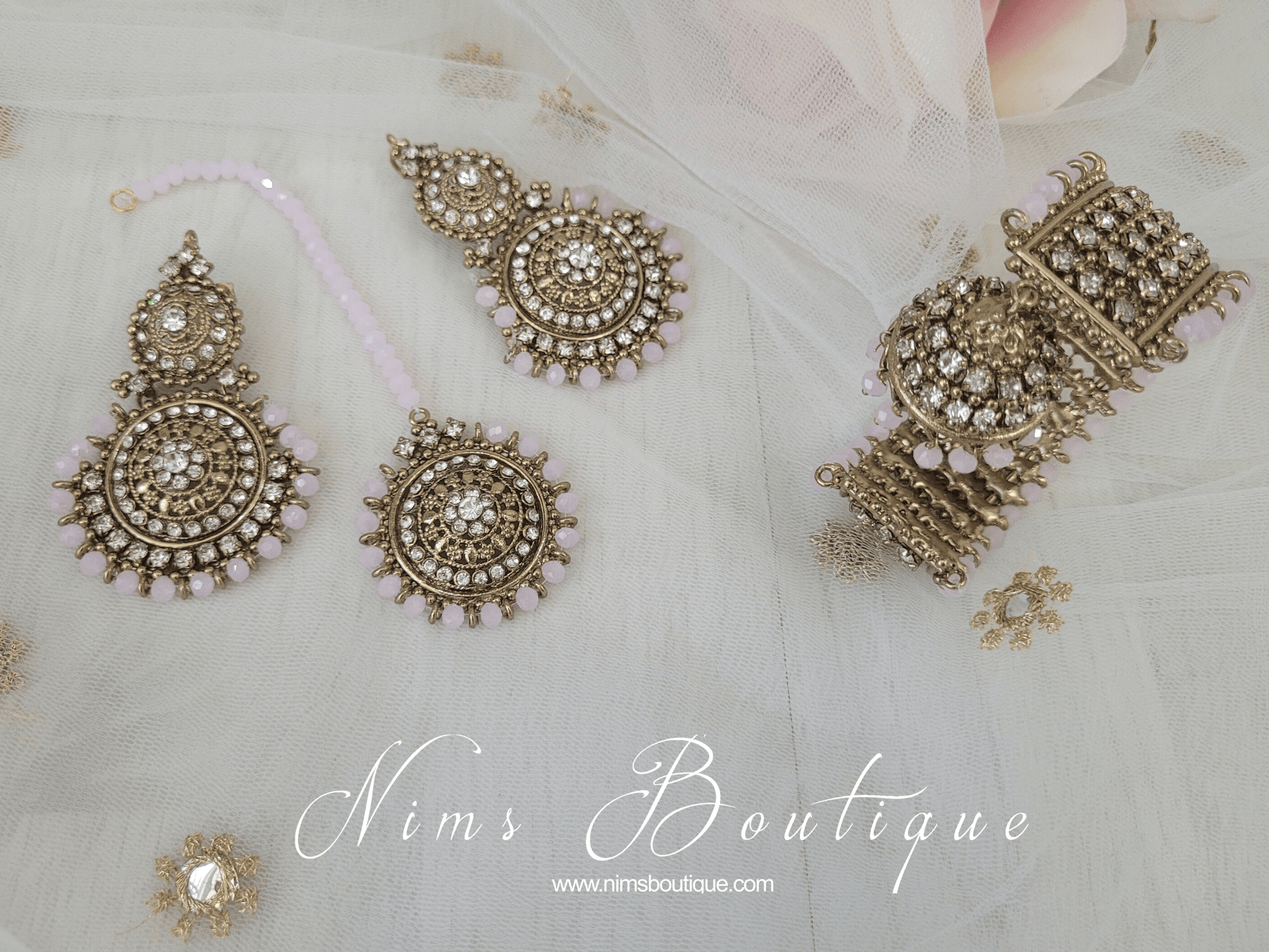 Nims Boutique Royal Blush Bracelet with hanging chumka