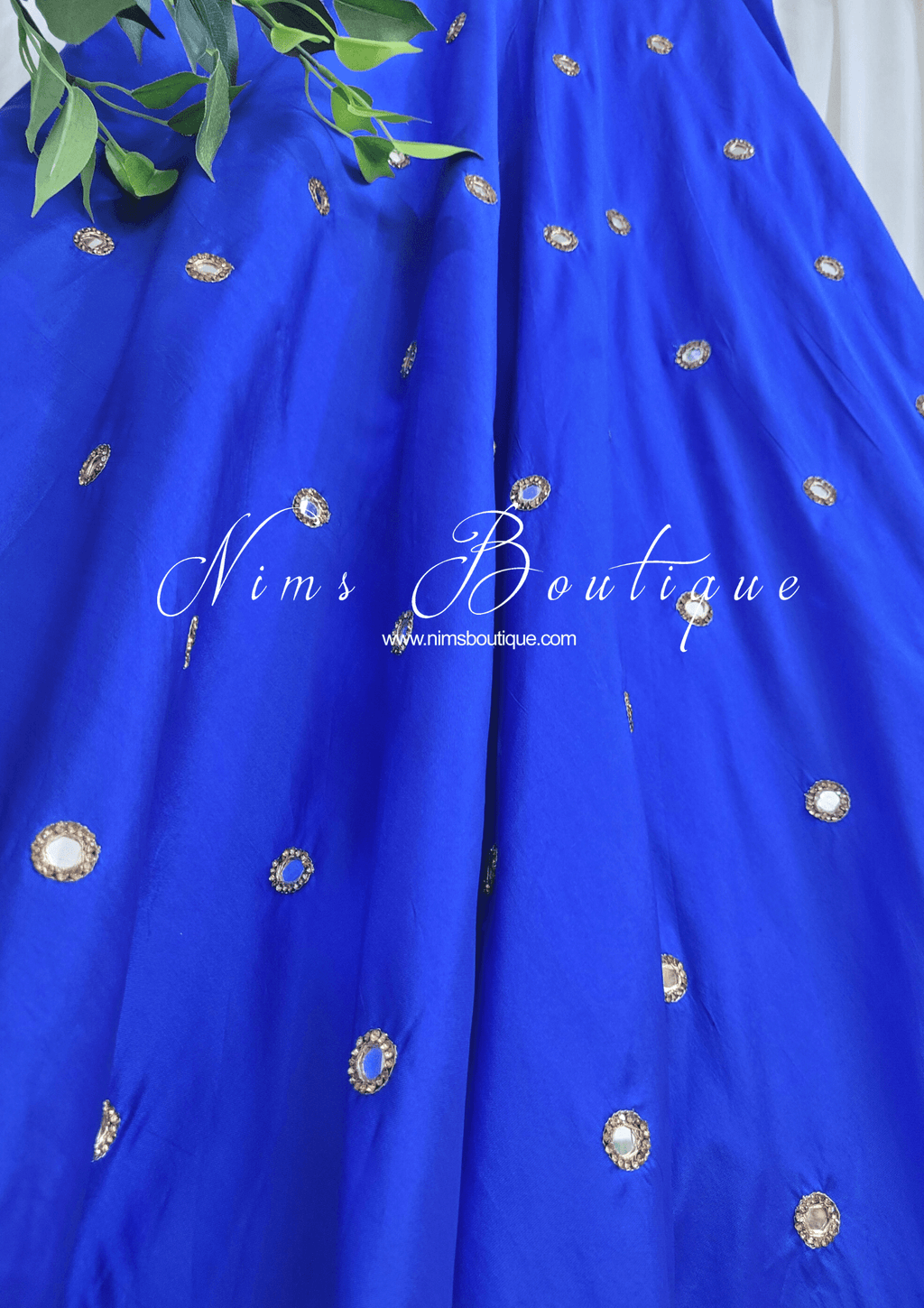 Nims Boutique Rani Luxury Royal Blue Mirror readymade skirt/lehnga size 4-26