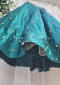 Luxury Peacock Green Mirror readymade skirt/lehnga (size 4-22)