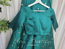 Peacock Green Silk High Neck Blouse with sleeves (size 4-6)