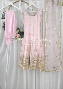 Sofiya Light Pink Sequin Anarkali Suit with Pajami (size 6-16)