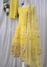 Sofiya Yellow Sequin Anarkali Suit with Pajami (size 6-16)