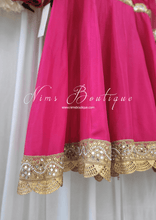 Pure Silk Hot Pink & Gold Anarkali Pajami Suit (20-22)