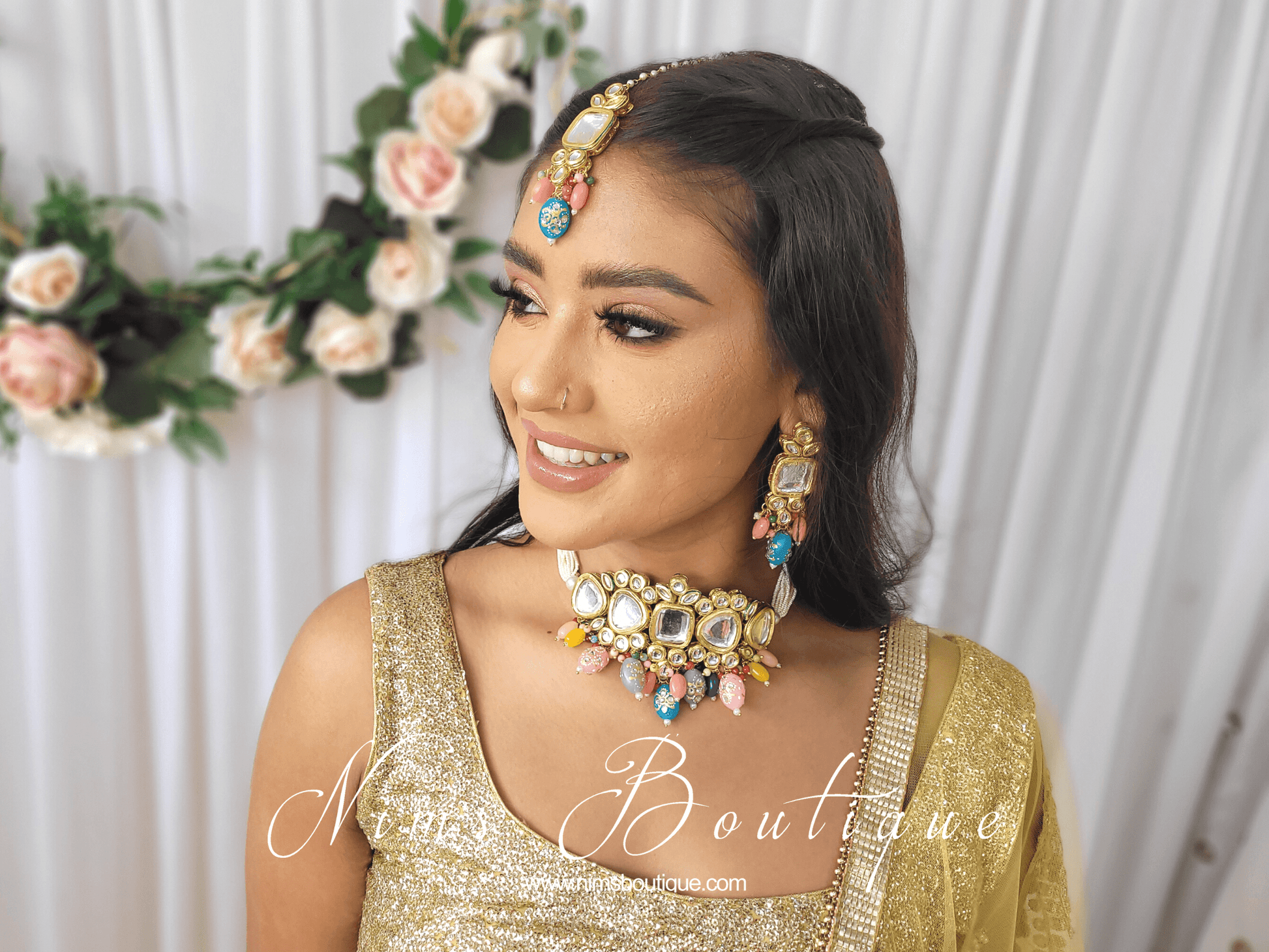 Nims Boutique Raman Multicolour Kundan Choker Set