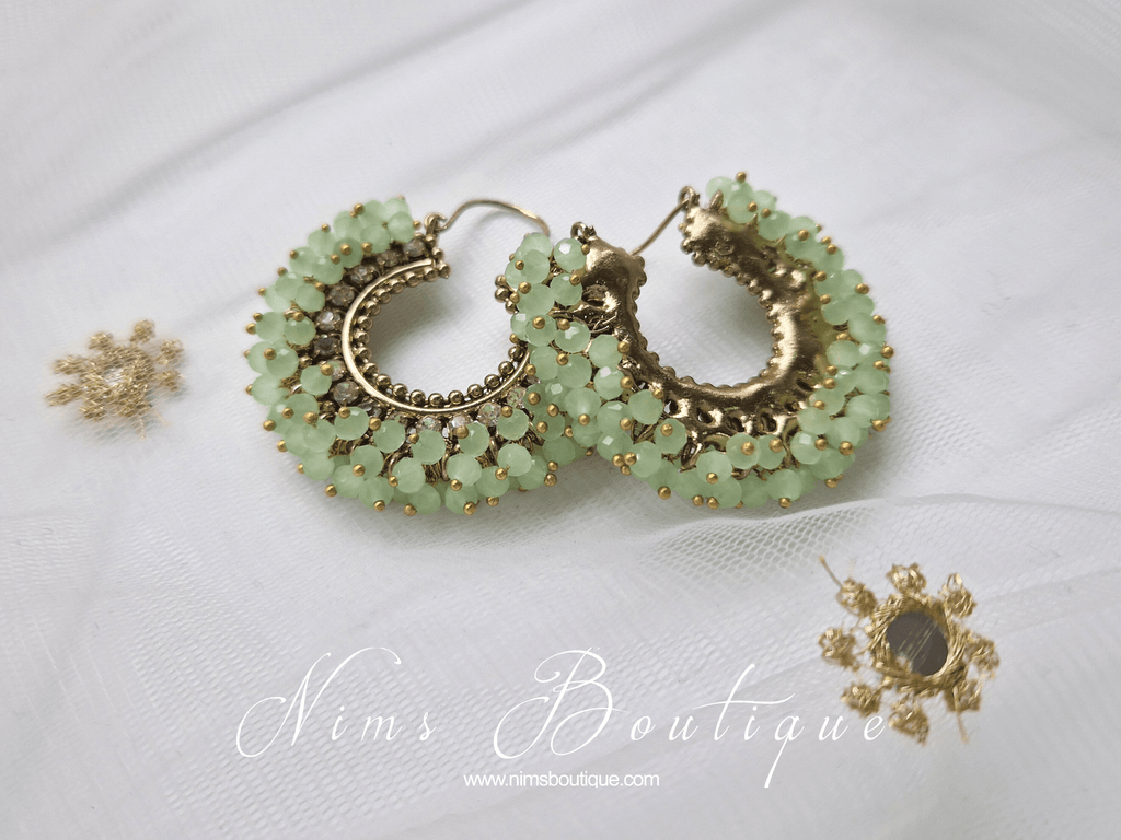 Nims Boutique Meghna Royal Mint Hoop Earrings